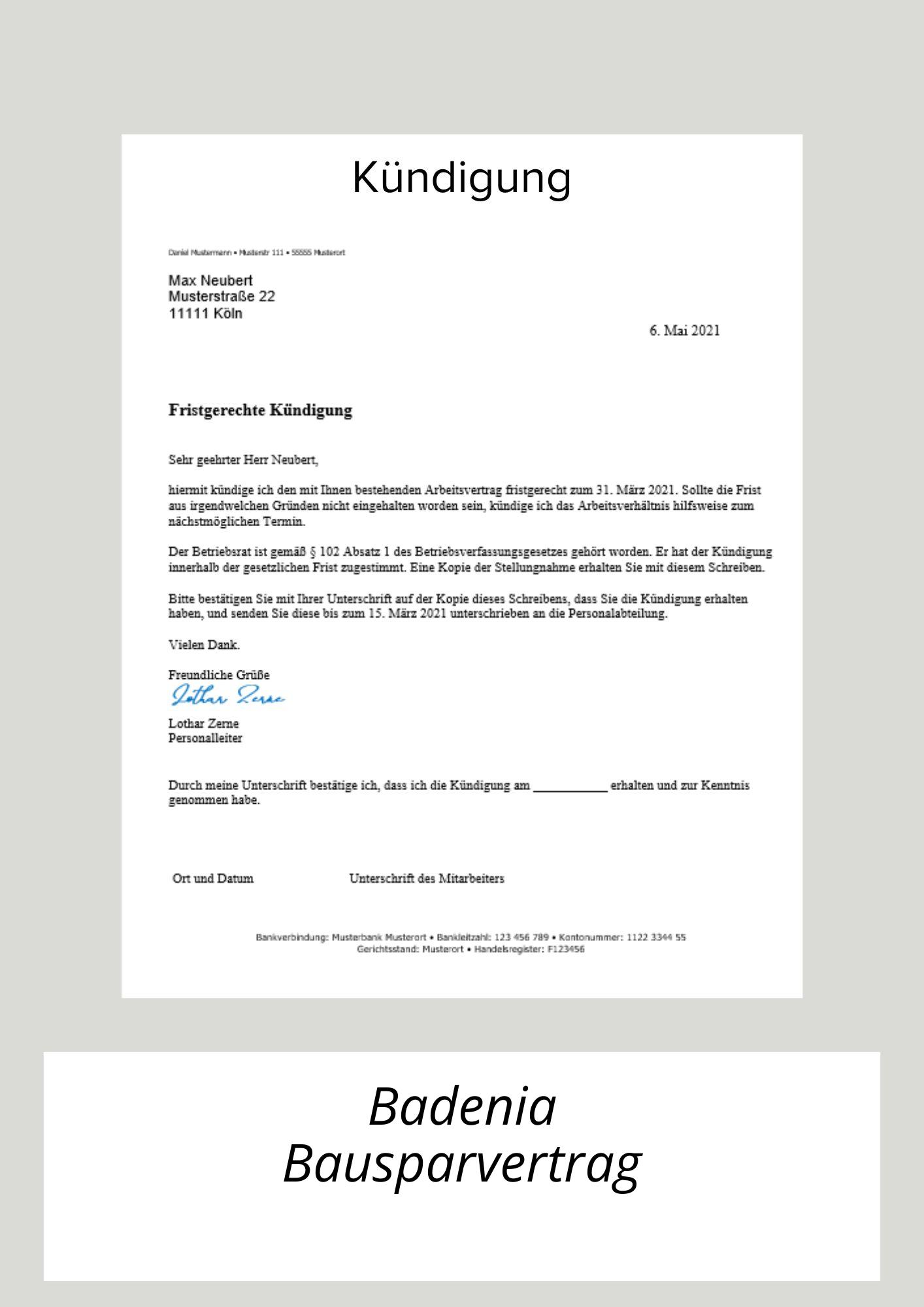 Badenia Bausparvertrag Kündigen