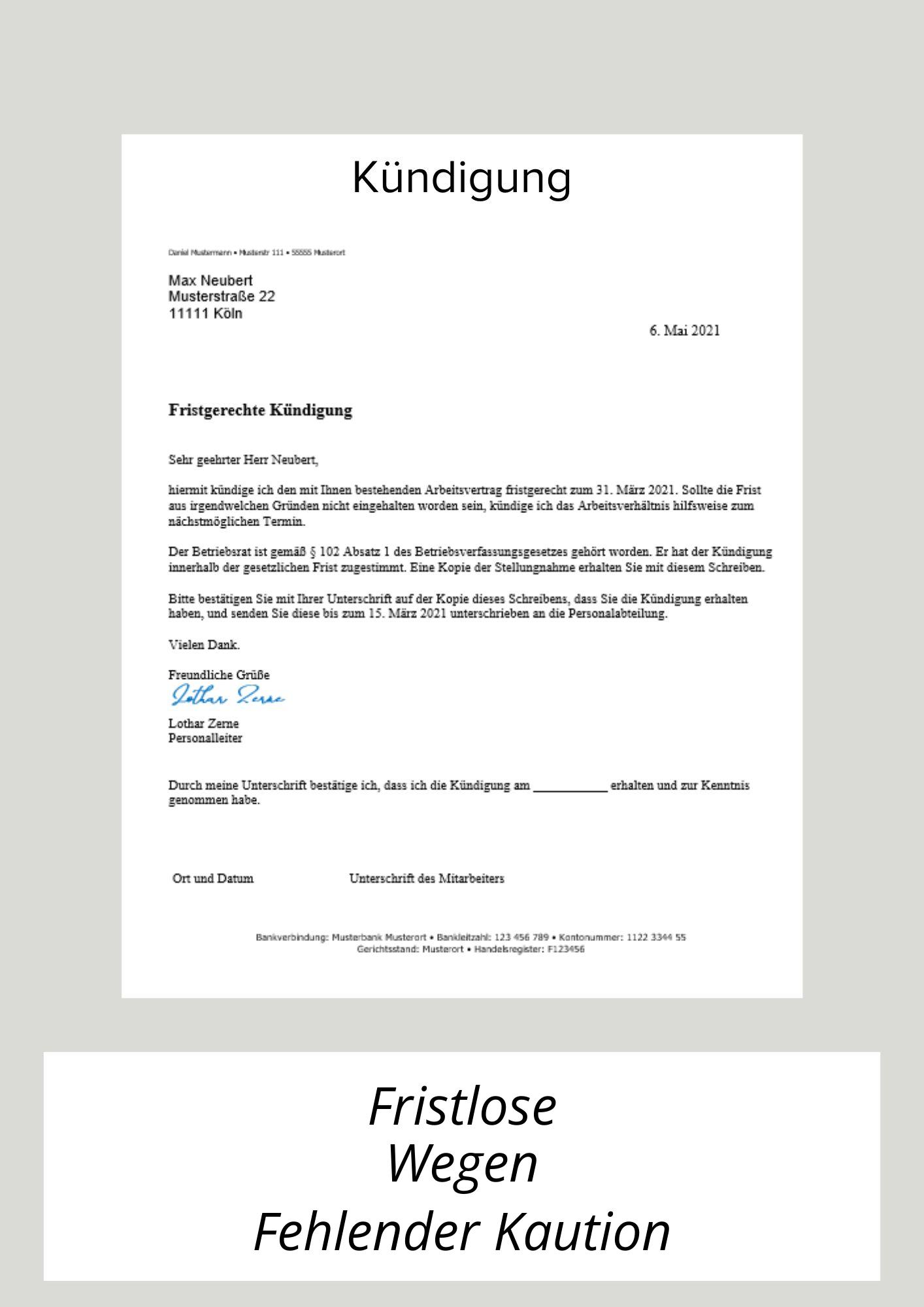 Fristlose Kündigung Wegen Fehlender Kaution