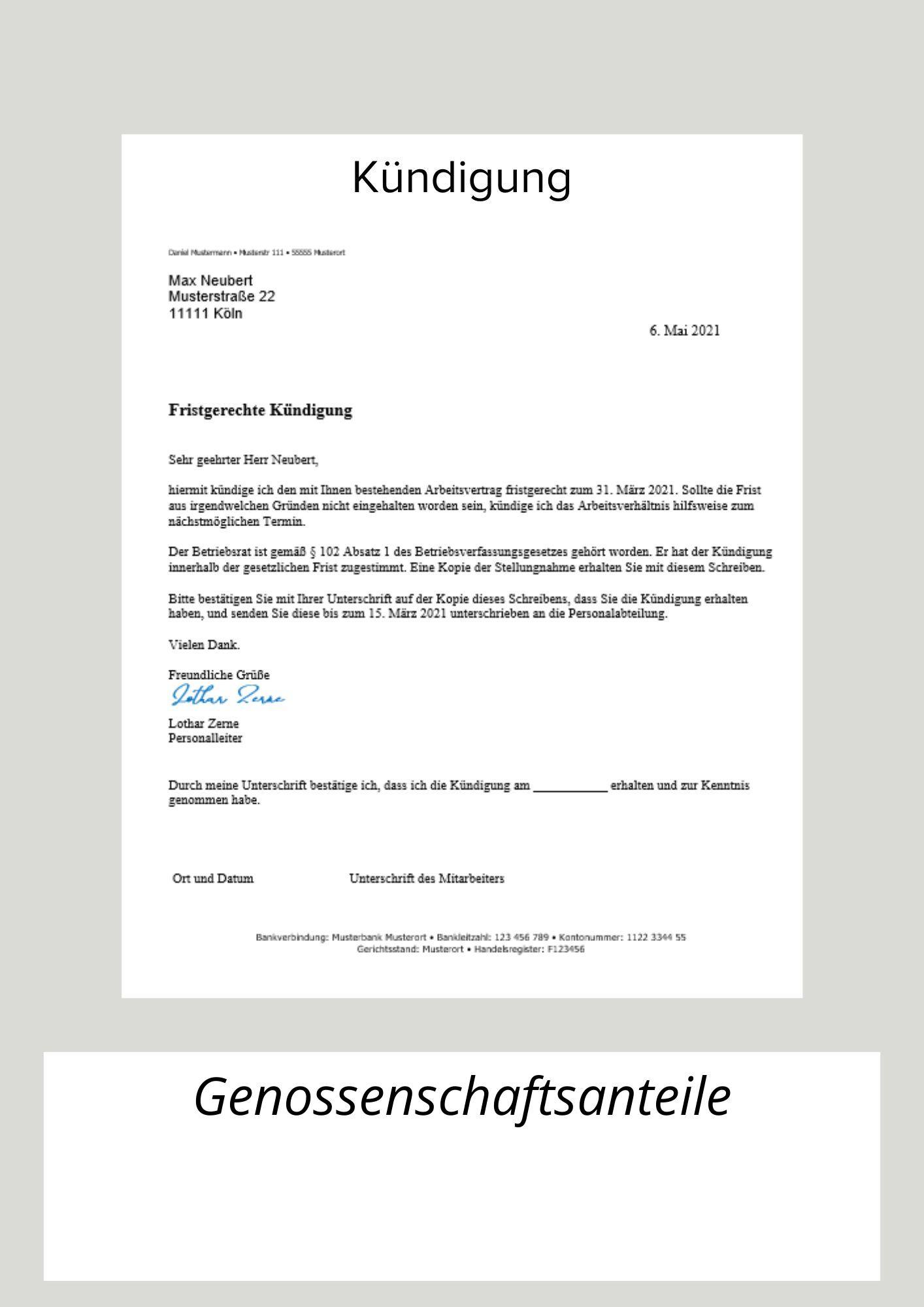 Genossenschaftsanteile Kündigen