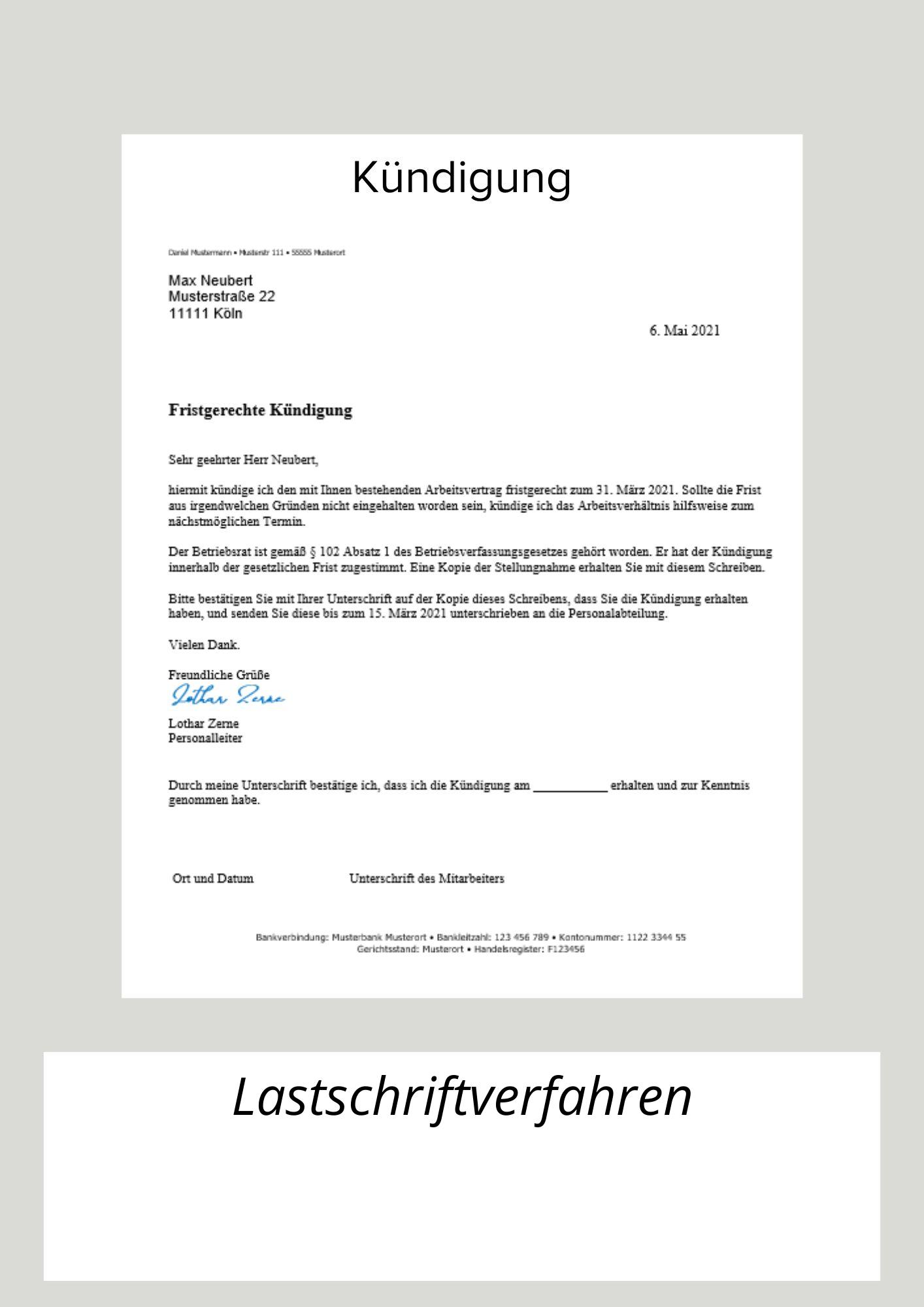 Lastschriftverfahren Kündigen