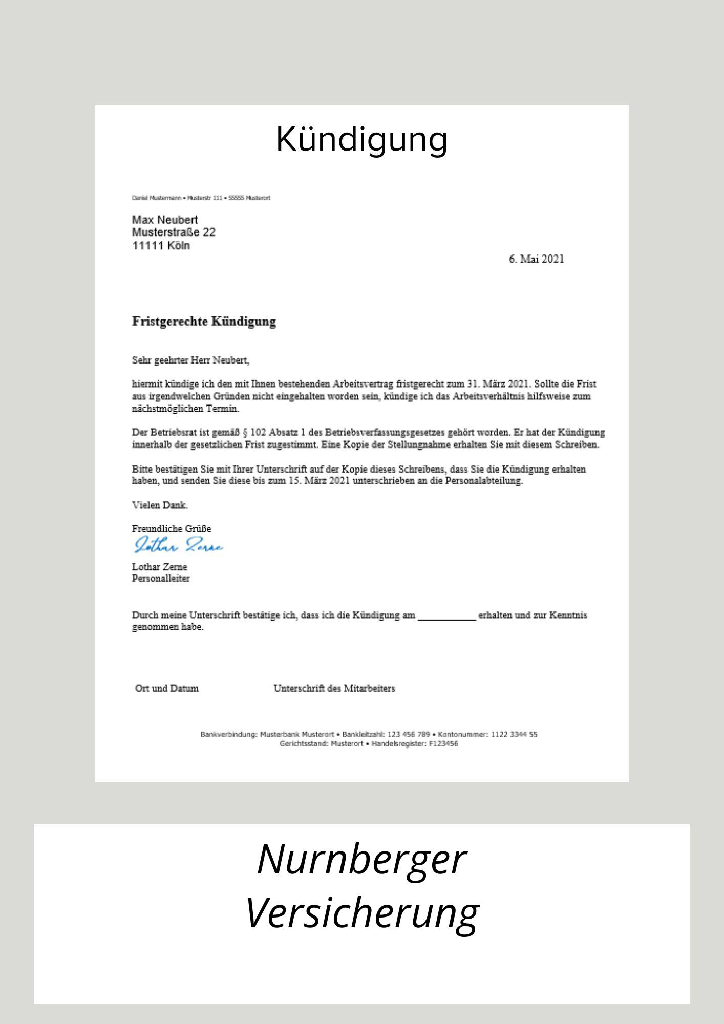 Nürnberger Versicherung Kündigung