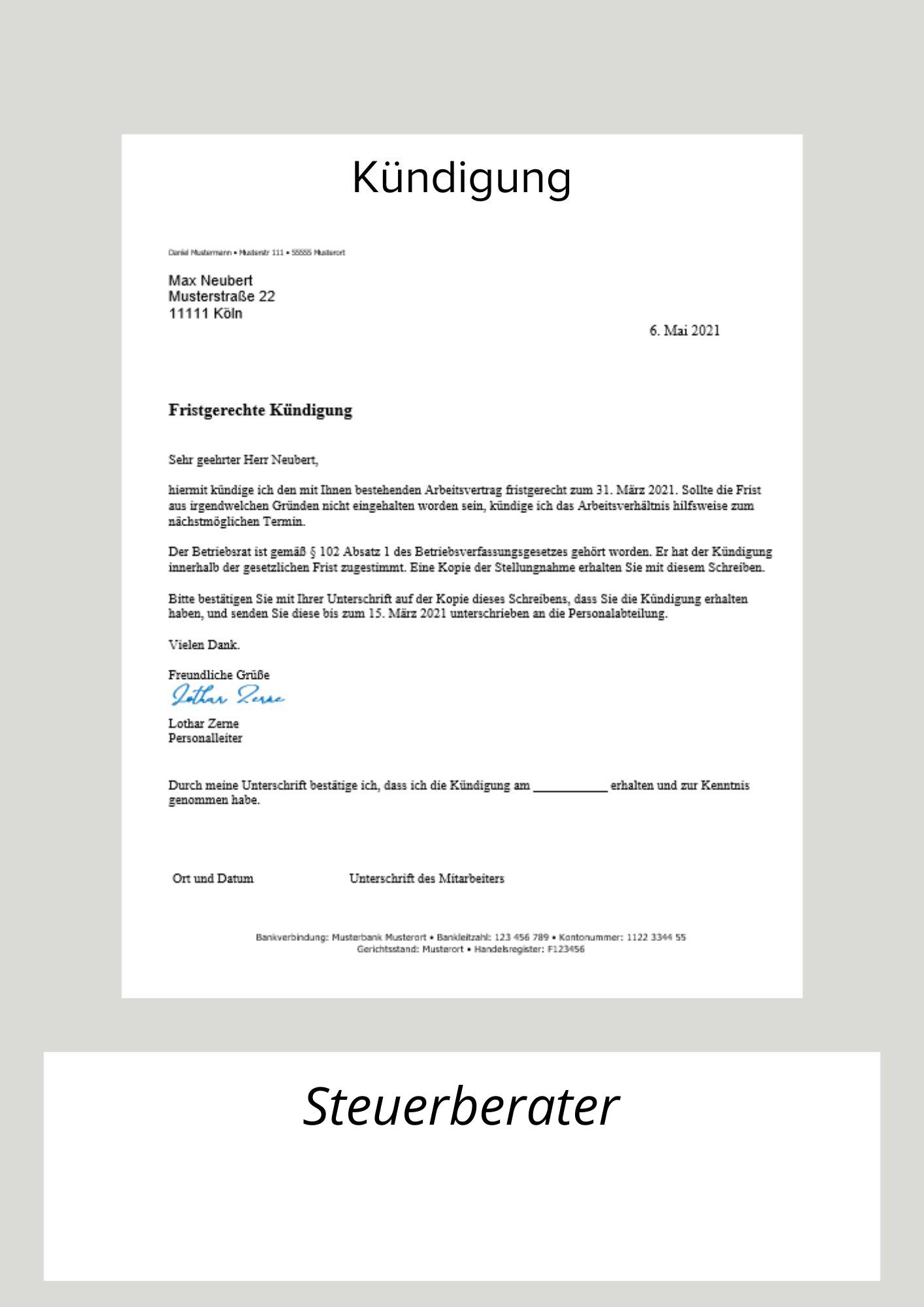 Kündigung Steuerberater