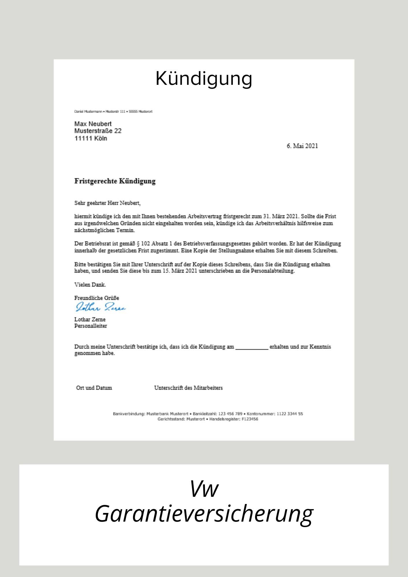 Vw Garantieversicherung Kündigen
