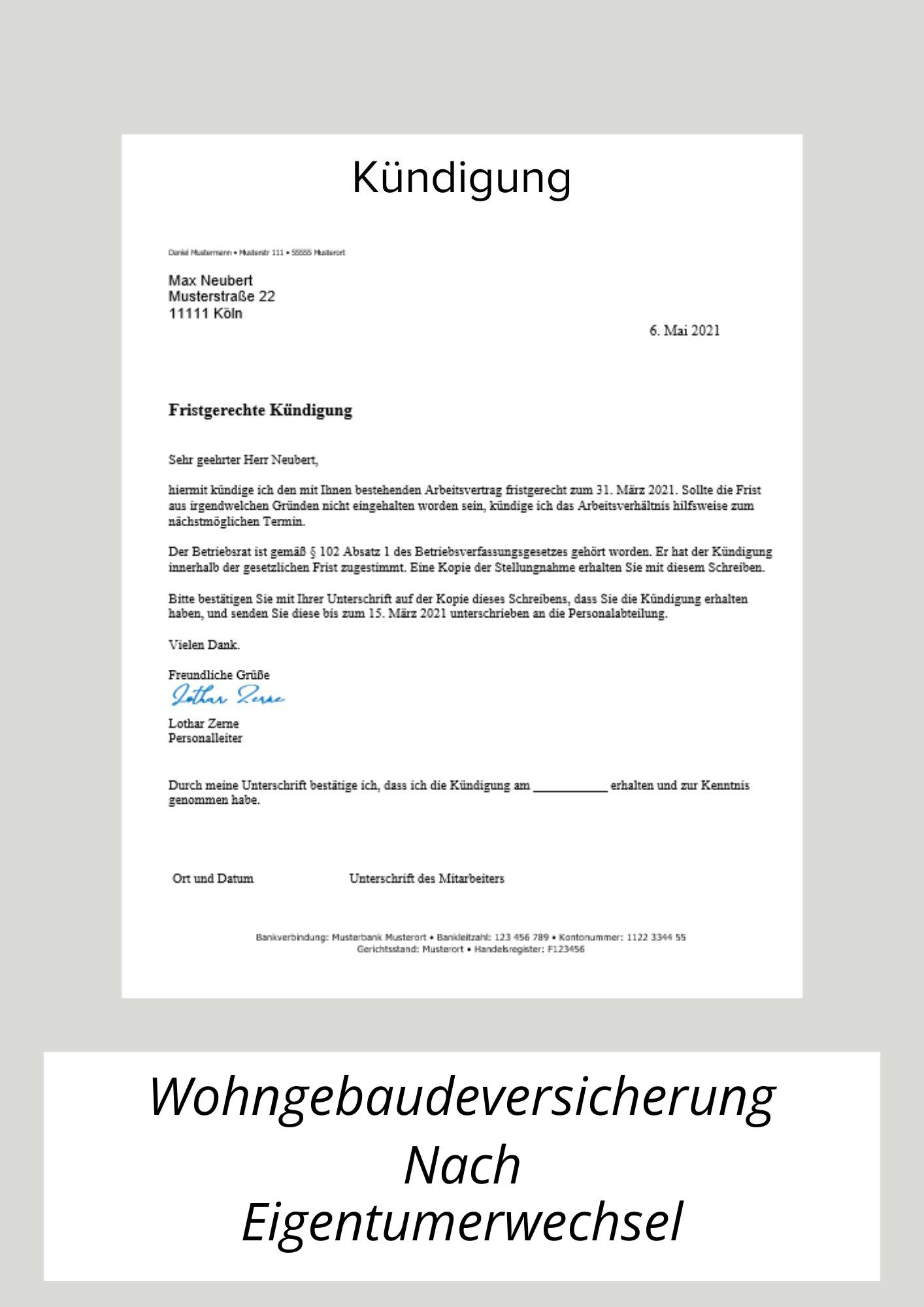 Kündigung Wohngebäudeversicherung Nach Eigentümerwechsel